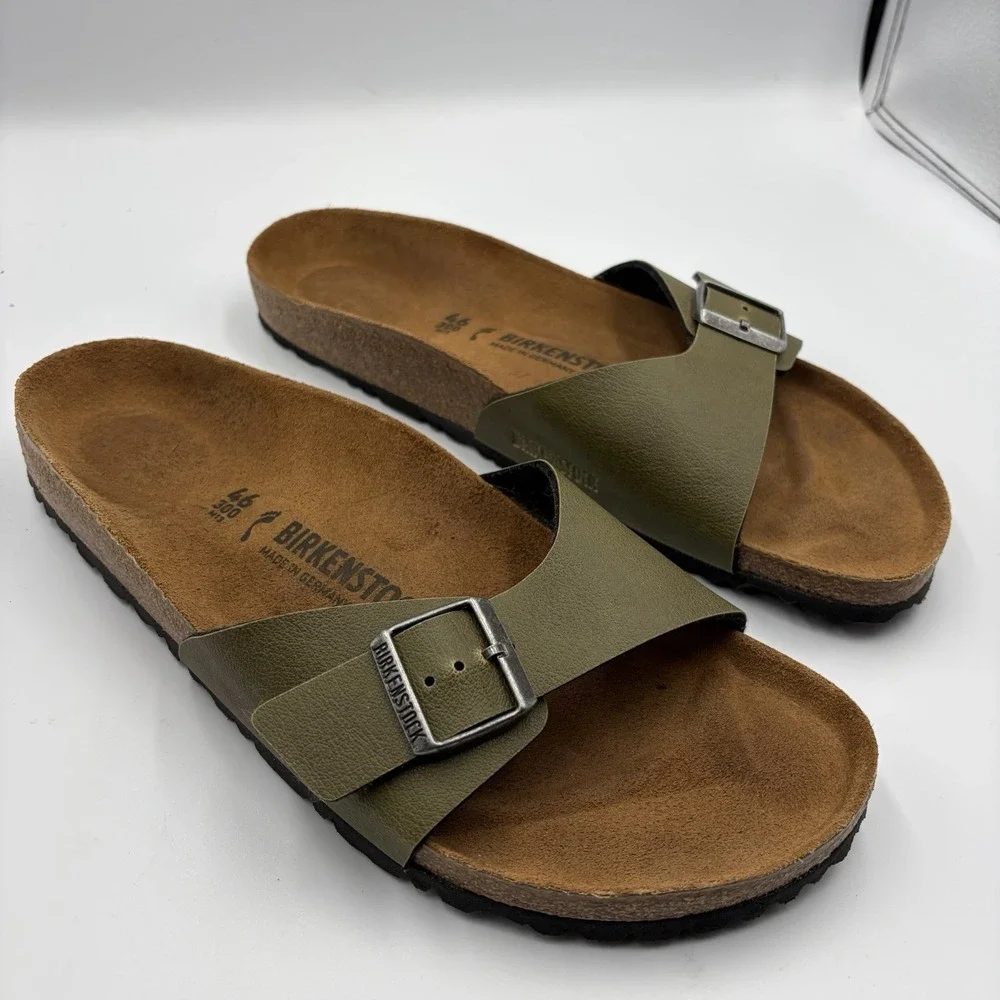 Birkenstock Madrid Mens Sz 13 Olive Green Sandals Slides Slippers‎ Mules